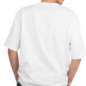 220 Grams Mens Black <b>Polyester</b> Knitted Basic <b>T</b>-<b>Shirt</b> Oversized Neck Short Sleeve Loose Fit Casual Streetwear Anti-Shrink Front - Product Image 4