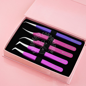 Stainless Steel <b>Premade</b> Individual Fan <b>Lash</b> Extension Tweezers Russian Volume Tweezers Hand Made <b>Lashes</b> DIY Fan Tweezers - Product Image 1