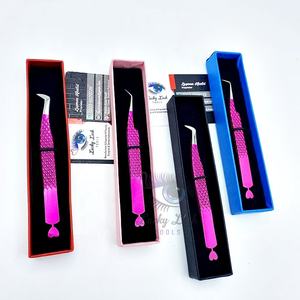 LUCKY LASH TOOLS Pince à épiler pour cils en acier inoxydable de haute qualité, antistatique, avec poignée transparente rose vif, longueur 10 mm - Product Image 4