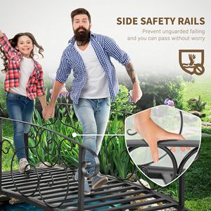 Ponte a piedistallo in metallo nero da 6FT con sponde di sicurezza per giardino, ponte da giardino per fiume, laghetto o torrente - Product Image 4