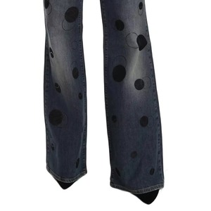 Jean en denim évasé taille haute à motif à pois, délavé, coupe ample, style décontracté, en coton, pour l'automne - Product Image 5