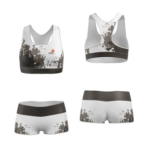 Racerback <b>Crop</b> <b>Top</b> High Waist Shorts Set Sublimation Printed Quick Dry Yoga Wear 2 Piece Set High Quality Customized Women's Set - Product Image 3