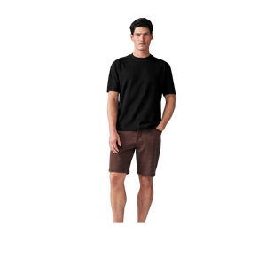 เสื้อยืดคอกลมแขนสั้นสีดำสำหรับผู้ชาย ทรงปกติ สวมใส่สบาย สีพื้น ผ้าฝ้ายเจอร์ซีย์ถัก 100% ย้อมสีเรียบ - Product Image 1