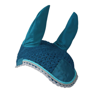 Premium Quality Knitted Horse <b>Ear</b> <b>Protector</b> Net Hat with Fly Hood and Veil Black Mesh Fabric 60x80x90cm Most Selling Product - Product Image 1