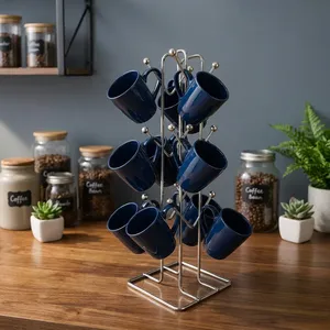 Silver Stainless Steel Tabletop Cup Rack Mug Holder Cubby <b>Shelf</b> Kitchen Counter Organizer for Coffee Tea Cups Dining <b>Table</b> - Product Image 5