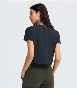 T-shirt court personnalisé pour femme en coton, vêtement décontracté et tendance, vente en gros, faible MOQ - Product Image 4