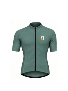 Maillot de cyclisme respirant à manches courtes vert olive uni pour hommes, idéal pour le sport et la course à vélo – Vente en gros - Product Image 4