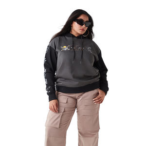 Sweat à capuche personnalisé en molleton 100 % coton pour femme, grandes tailles, style streetwear, coupe oversize, impression sérigraphique - Product Image 1