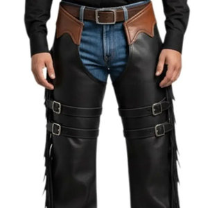 Durable High Quality Breathable Genuine Leather Western <b>Chaps</b> <b>Riding</b> Ready Customizable Options for Men - Product Image 4