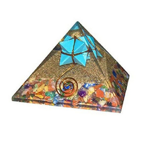 Pirámide de Orgón de Turquesa Azul Chakra, Pirámide de Meditación con Fragmentos de Cristales de Piedras Preciosas Naturales - Product Image 2