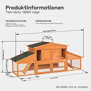 Casetta per Conigli e Pollaio in Legno Extra Large da Esterno, Facile da Montare con Vassoio Interno per la Pulizia, Arredamento per Animali Domestici - Product Image 2