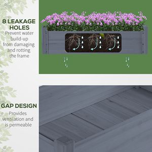 Classic 2-Tier Wooden <b>Planter</b> Box Self-Watering Raised Garden Bed for <b>Vegetables</b> Herbs Flowers-Gray - Product Image 6