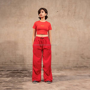 Premium Quality Nylon Baggy Pants Custom Style Print Funky Streetwear Long Knitted Adjustable Stopper Trackpants Embroidered Men - Product Image 1