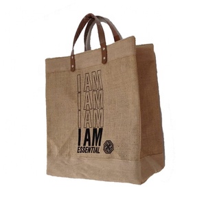 Fourre-tout biodégradables en Jute de coton, sacs pour provisions, Design tendance, écologique, avec poignées en cuir, livraison gratuite - Product Image 5