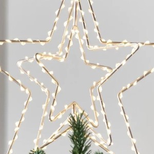 Adorno de estrella de alambre hecho a mano para la punta del árbol de Navidad, estrella con marco de metal para luces LED, decoración brillante para el árbol de Navidad en casa. - Product Image 6