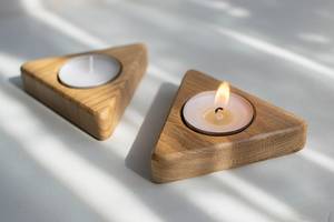 Triangle Decorative Wooden Tea Light <b>Candle</b> Holder Artisan Handmade Design for Home <b>Wedding</b> and Gift Use - Product Image 5