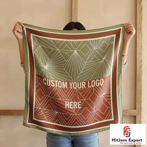 Pañuelos de Diseño Personalizado de Alta Gama, Hijab de Moda con Sensación de Seda, Estampado, Chal Cuadrado para el Cuello, Colección al por Mayor - Product Image 3