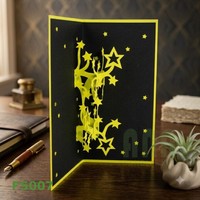Tarjeta de Felicitación 3D Pop-Up con Estrellas, Hecha a Mano, Regalo de Regreso a Clases, Recuerdo de Papel, Diseño con Estampado Dorado, Impresión Offset, Acabado Mate ANN