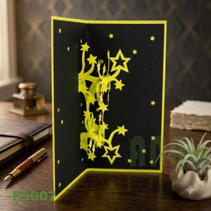 Tarjeta de Felicitación 3D Pop-Up con Estrellas, Hecha a Mano, Regalo de Regreso a Clases, Recuerdo de Papel, Diseño con Estampado Dorado, Impresión Offset, Acabado Mate ANN - Product Image 6