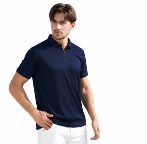 Polo Personalizado de Manga Corta con Cierre de Cremallera para Hombre, Polo de Golf de Primera Calidad, OEM, ODM, Marca Privada - Product Image 1