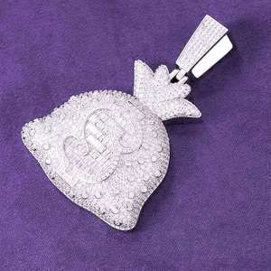 จี้เพชรทรงกระเป๋าเงิน ดีไซน์ฮิปฮอป คุณภาพสูง เงินแท้ 925 ประดับเพชรโมอิสซาไนต์ VVS - Product Image 4