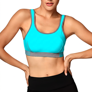 Soutien-gorge de sport rose avec bordure grise, maintien élevé, haut de yoga et d'entraînement, vêtements de sport pour femmes - Product Image 2