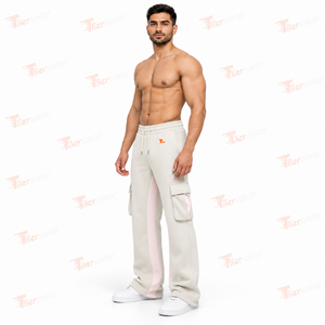 Mens Flare <b>Jogger</b> Pants Premium Casual Soft Cotton Blend Relaxed Sweatpants Elastic Waist <b>Wide</b> <b>Leg</b> Long Pants Comfortable - Product Image 2