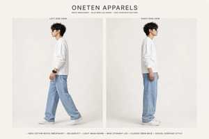 เสื้อสเวตเชิ้ตคอกลมสีขาวทรงปกติสำหรับผู้ชาย ยี่ห้อ ONETEN ผ้าฝ้าย แขนสั้น ไม่มีโลโก้ด้านหน้า สวมใส่สบาย เป็นมิตรกับสิ่งแวดล้อม - Product Image 5