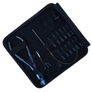 Kit d'outils et accessoires pour extensions capillaires personnalisées : Pince à bandes bleues, Outil à boucles, Mini ciseaux, Pinces de séparation à bec de canard - Product Image 1
