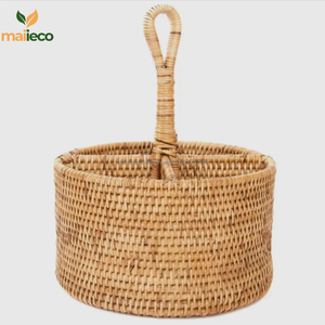 Vietnam Manufactured Eco-friendly Vintage Style Rectangle <b>Cutlery</b> Utensil Caddy Rattan Straw Holder at Reasonable Price - Product Image 3