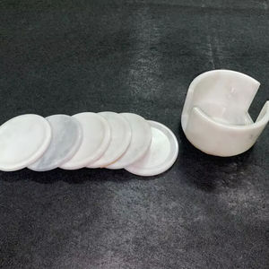 ชุดจานรองแก้วหินอ่อนสีขาวทำมือ 6 ชิ้น พร้อมที่วาง ตกแต่งโต๊ะอย่างหรูหรา - Product Image 1