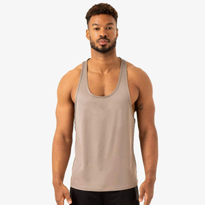 Camiseta sin mangas de algodón/fibra de bambú para hombre, venta al por mayor, personalizable con logo, para gimnasio, fitness, entrenamiento, culturismo, secado rápido - Product Image 1