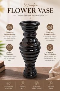 Black Ribbed <b>Ceramic</b> <b>Vase</b> Tall Flower Vessel Decorative Bud <b>vase</b> for Bedroom Living Room Table Decor - Product Image 4