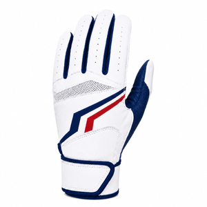 Nouveauté 2026 – Gants de frappeur de baseball en cuir véritable personnalisés, vente en gros, OEM, durables, blancs et bleus, pour équipes de softball, unisexes - Product Image 2