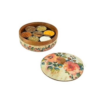 กล่องไม้เก็บเครื่องเทศมาซาลาทำจากไม้เคลือบทำด้วยมือ - Product Image 2