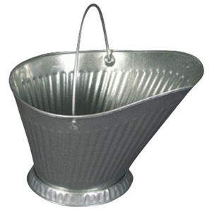 Seau à charbon en métal au design élégant, finitions argentées rouillées avec poignée, seau à charbon rond, décoration pour la maison et le jardin - Product Image 1