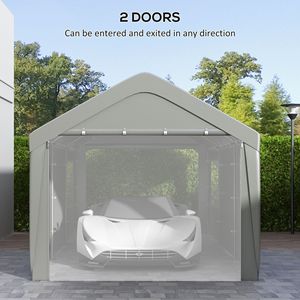 Abri de voiture en métal robuste de 19,5 pi x 10 pi avec 4 fenêtres en maille et 2 portes, idéal pour les voitures et l'utilisation en parking - Product Image 6