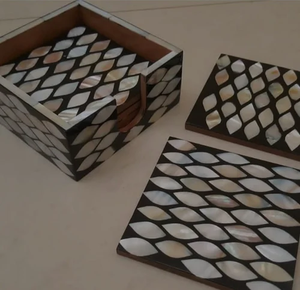 Mother Of Pearl Coaster Modern Coaster Cup Holder <b>Placemats</b> Custom Size With Holder <b>Rectangle</b> Oriental Design Mats & Pads - Product Image 1