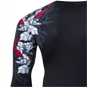 Rashguard de compression pour homme MMA BJJ en Spandex/Polyester UPF50 respirant, manches longues, effet délavé, Fortleo - Product Image 5