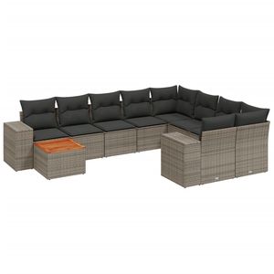 Grey Rattan Garden <b>Sofa</b> <b>Set</b> With Cushions Waterproof Outdoor Furniture Contemporary Design - Product Image 2