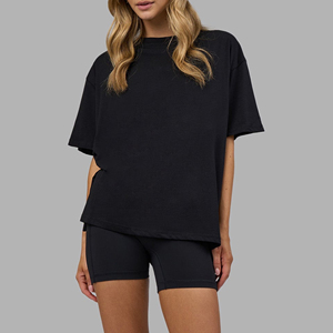 T-shirt grande taille pour femme, coupe ajustée, en Spandex/Coton, manches courtes, décontracté, respirant, couleurs et logo personnalisables, vente en gros - Product Image 4