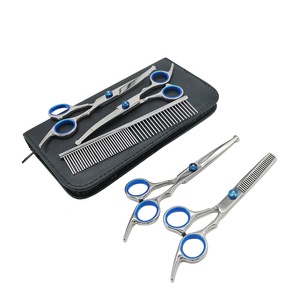 Kit Profesional de Tijeras de Acero Inoxidable para Peluquería Canina, Incluye Tijeras de Entresacar Curvas y Rectas - Product Image 4