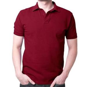 เสื้อโปโลสีแดงเบอร์กันดีสำหรับผู้ชายแบบสั่งทำ |   เสื้อโปโลผ้าฝ้ายผสมแขนสั้นคอปกสำหรับกอล์ฟ |   เสื้อโปโลสีพื้นลำลอง - Product Image 1