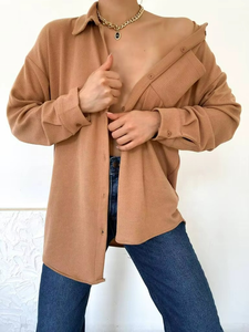 Vestido Camisero Verde Oversize de Alta Calidad para Mujer, Ropa Casual de Manga Larga Tejida para Verano - Product Image 6