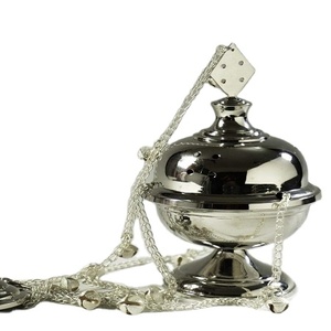 Quemador de incienso con cadena para el hogar, quemador de incienso redondo de Color dorado antiguo con acabado de plata decorativa - Product Image 1