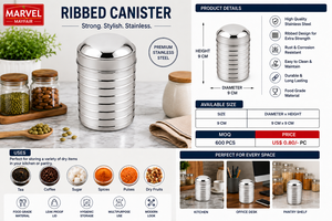 Stainless Steel Eco-Friendly Food-Grade Multi-Functional Classic Style Mirror/Matt Finish Kitchen Rib <b>Spice</b> Storage <b>Jar</b> - Product Image 3