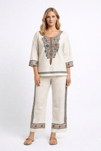 ชุดเซ็ตเสื้อและกางเกงลำลองพิมพ์ลายวิสโคสสำหรับผู้หญิงสองชิ้น จากผู้ผลิต - Product Image 3