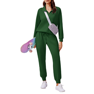 Conjunto Deportivo de Dos Piezas al por Mayor para Mujer: Top de Cuello Alto y Pantalones de Chándal Cómodos para Correr, Fitness y Uso Diario Informal - Product Image 3