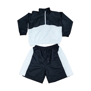 Lightweight Polyester/Cotton <b>Knitted</b> Half Sleeve Winter Jacket Shorts Two Piece <b>Set</b> Casual Streetwear Style Windbreaker Quick - Product Image 2