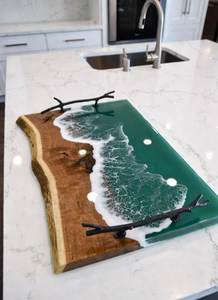 Natural Wooden And Resin Fruit Tray For Dining Room <b>Table</b> Decoration And Modern <b>Kitchen</b> Accessories - Product Image 1